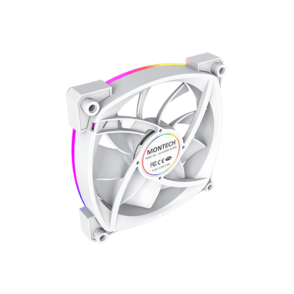 Montech MONTECH AX120 PWM ARGB PC FAN, White 120mm Fan, 800~1600RPM (??10%), Rifle bearing, 12V, 4-pin PWM + 3-pin ARGB | AX120 - thumbnail 7