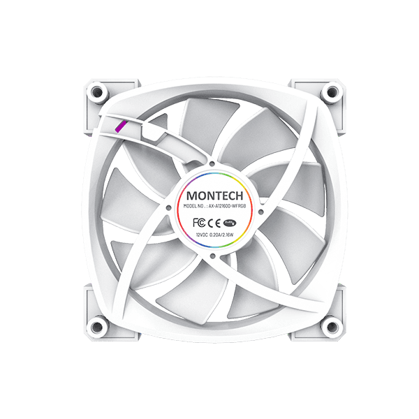 Montech MONTECH AX120 PWM ARGB PC FAN, White 120mm Fan, 800~1600RPM (??10%), Rifle bearing, 12V, 4-pin PWM + 3-pin ARGB | AX120 - thumbnail 9