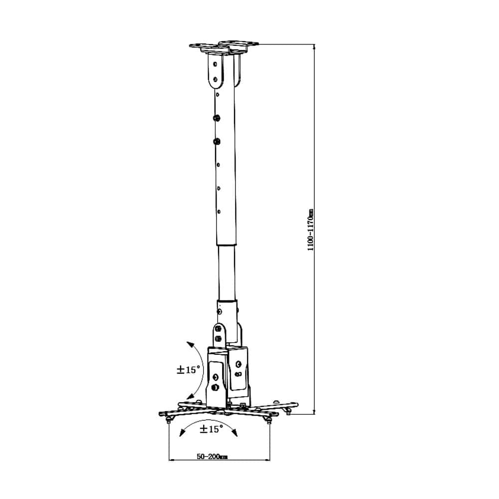 Skill Tech SH 02P Heavy-Duty Projector Ceiling Mount (For Pitched Or Flat Ceiling), Adjustable Length,  15?? tilting Adjustments thumbnail 4
