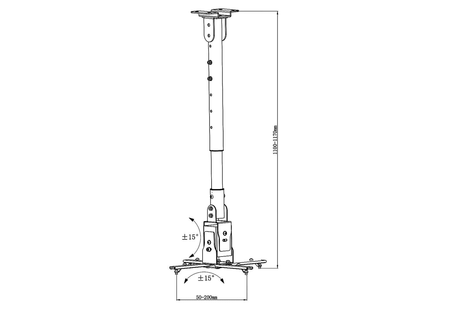 Skill Tech SH 02P Heavy-Duty Projector Ceiling Mount (For Pitched Or Flat Ceiling), Adjustable Length,  15?? tilting Adjustments thumbnail 5