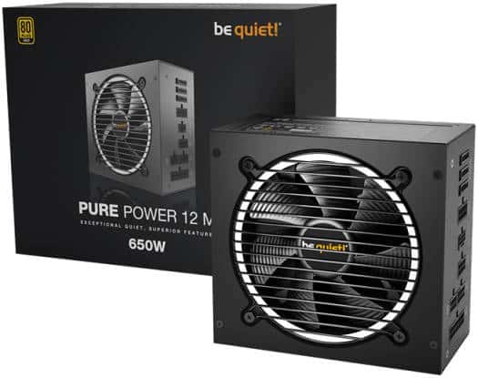 Be quiet! Be Quiet! Pure Power 12 M Fully Modular Power Supply, 650W Power, 80 Plus Gold Efficiency, 120mm Be Quiet! Fan, 2x Strong 12V-Rails, Active PFC, LLC + SR + DC/DC Technology, Black | BN342 - thumbnail 1