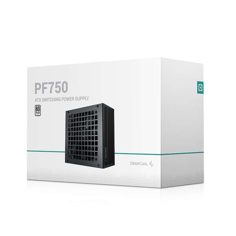 DEEPCOOL DeepCool PF750 ATX 12V Power Supply Unit, 750W Power, 80 Plus Standard Certification, 120mm Fan Size, Active PFC + Double Tube Forward 750Watts, 5% Efficiency, Black | R-PF750D-HA0B-UK - thumbnail 1
