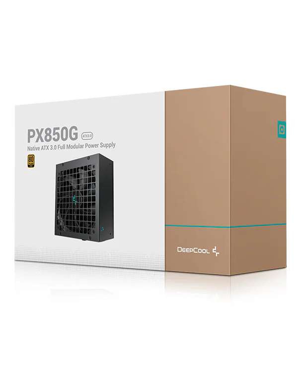 DEEPCOOL Deepcool PX850G ATX Power Supply, ATX12V V3.0 Type, 850 Watts, 80 Plus Gold, Active PFC + Half Bridge SRC LLC + DC to DC, 135mm Fan Size, FDB Fan Bearing, Black | R-PX850G-FC0B-UK - thumbnail 1