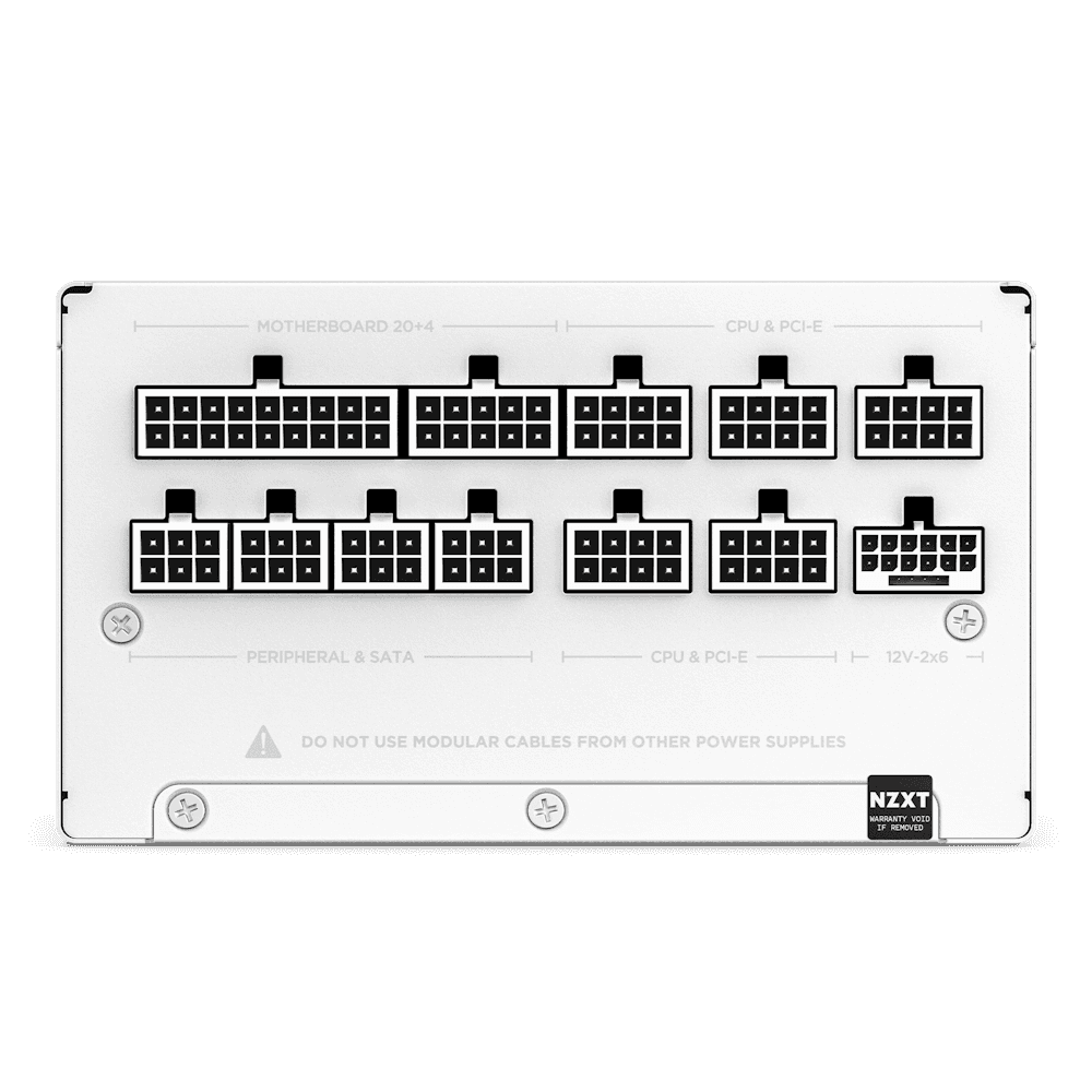 NZXT C1200 Gold ATX 3.1 1200 Watt 80 PLUS Gold Fully Modular Power Supply PSU, 135mm FDB Fan, Zero Fan Mode, 80+ Gold Certified, RTX 50 Series Ready, Japanese Capacitors, Heat-resistant 12V-2x6 connector, White | PA-2G2BW-UK thumbnail 5