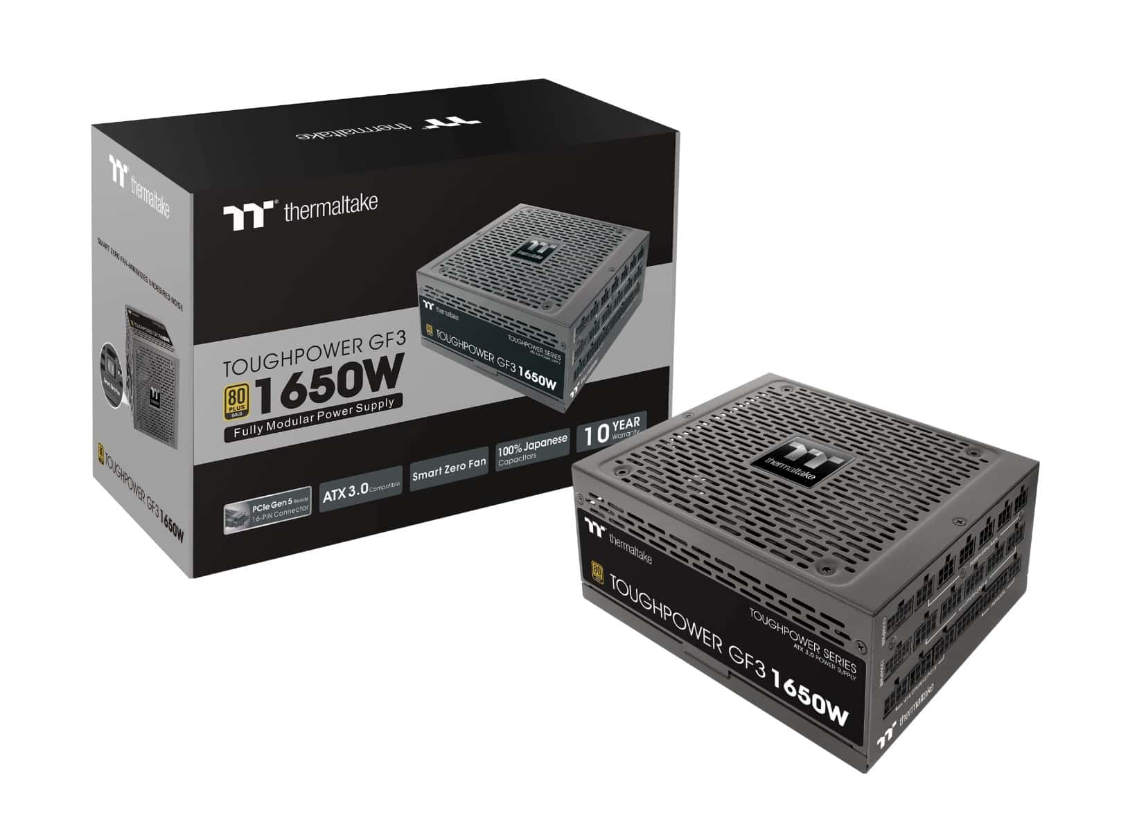 Thermaltake Thermaltake Toughpower GF3 Gold Full Modular Power Supply, TT Premium Edition, 1650W Capacity, 80 PLUS Gold, 140mm Ultra Quiet Smart Zero Fan, PCIe Gen 5.0 & ATX 3 .0, Black | PS-TPD-1650FNFAGK-4 - thumbnail 2