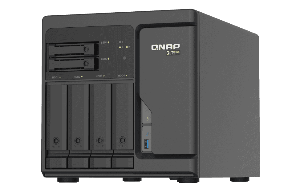 QNAP QNAP 6 Bay Quts Hero NAS Server Tower Ethernet LAN, Intel Xeon D-1602 2.5 GHz Processor, 8 GB DDR4 ECC Memory, 2xM.2 NVMe PCIe SSD | TS-H686-D1602-8G - thumbnail 2