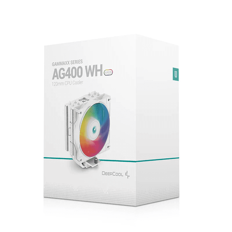 DeepCool AG400 WH ARGB Single Tower 120mm CPU Cooler, 2000 RPM Fan Speed, 75.89 CFM Airflow, ARGB LED, 3.36W Power, ???31.6 DB(A) Fan Noise, LGA1700/1200/AM5/AM4 White | R-AG400-WHANMC-G-2 thumbnail 2