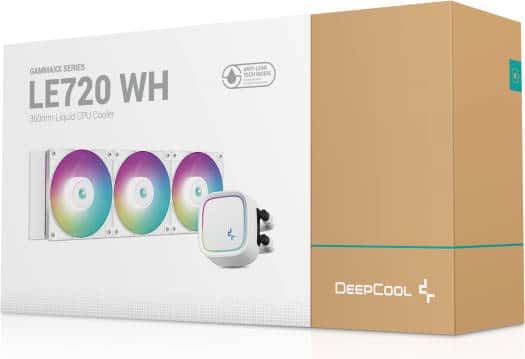 Deepcool LE720 ARGB AIO Liquid CPU Cooler, 360mm Radiator, Hydro Bearing Type, 500~2250 RPM Fan Speed, 85.85 CFM Fan Airflow, , 3x High-Performance aRGB Fans, White | R-LE720-WHAMMN-G-1 thumbnail 2
