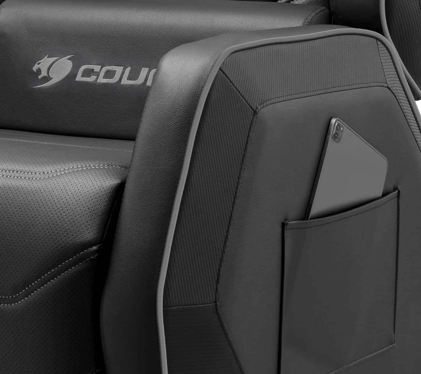 COUGAR Ranger S Black Gaming Sofa, Adjustable Design, High-quality breathable PVC leather, Side storage pocket, Headrest and lumbar pillow, Black | 3MRGSBLB.0001 - thumbnail 7
