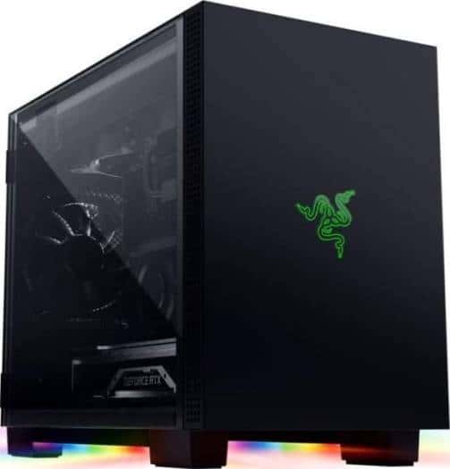 RAZER Razer Tomahawk Mini-ITX Gaming Case Dual-Sided Tempered Glass Swivel Doors, Ventilated Top Panel, Chroma RGB Underglow Lighting, Built-In Cable Management, Classic Black | RC21-01400100-R3M1 - thumbnail 2