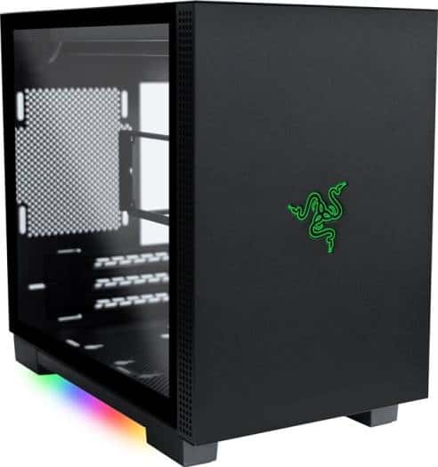 RAZER Razer Tomahawk Mini-ITX Gaming Case Dual-Sided Tempered Glass Swivel Doors, Ventilated Top Panel, Chroma RGB Underglow Lighting, Built-In Cable Management, Classic Black | RC21-01400100-R3M1 - thumbnail 3