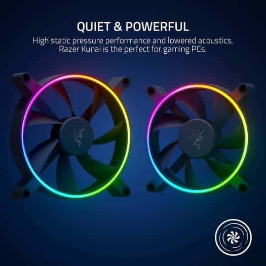 RAZER Razer Kunai Chroma 140mm ARGB PC Fan, PWM Fan Controller Support, Connect Up to 8 Fan, 15-30 dBA??? Noise, Cooling 500-1600 Rpm, 1 Fan, Black | RC21-01800200-R3M1 - thumbnail 2