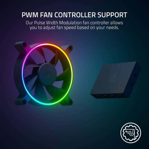 RAZER Razer Kunai Chroma 140mm ARGB PC Fan, PWM Fan Controller Support, Connect Up to 8 Fan, 15-30 dBA??? Noise, Cooling 500-1600 Rpm, 1 Fan, Black | RC21-01800200-R3M1 - thumbnail 1