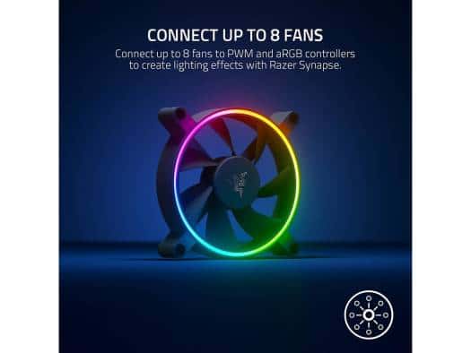 RAZER  Razer Kunai Chroma 140mm ARGB PC Fan, PWM Fan Controller Support, Connect Up to 8 Fan, 15-30 dBA??? Noise, Cooling 500-1600 Rpm, 3 Fans, Black | RC21-01810200-R3M1 - thumbnail 4