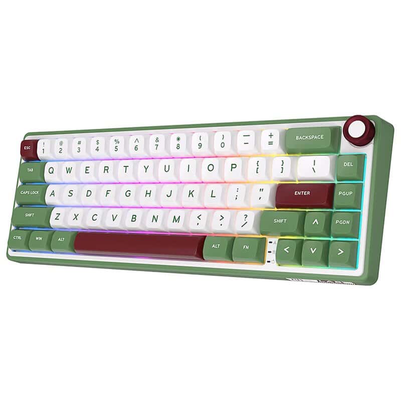 ROYAL KLUDGE ROYAL KLUDGE R65 RGB Backlit Mechanical Wired Gaming Keyboard, Blue Switch, Green | RKR65-GS-Q - thumbnail 1