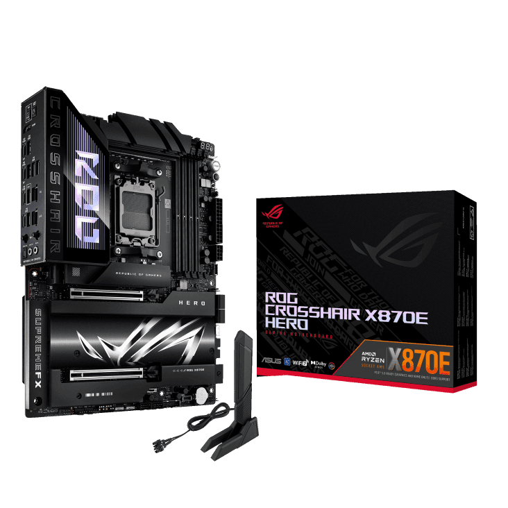 ROG X3D Bundle, AMD Ryzen 7 9800X3D Desktop Processor, ASUS ROG CROSSHAIR X870E HERO Motherboard thumbnail 1