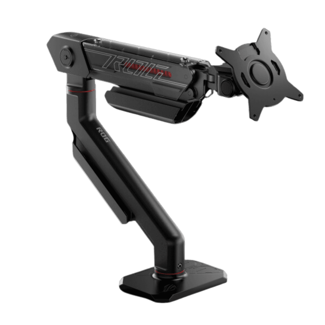 Asus ASUS ROG Ergo Monitor Mount AAS01 Monitor Arm, Up to 11.5kg Max Weight Capacity (8.5kg for Curved Monitors), Up to 39" Screen Size, 100 x 100 VESA, 360?? Rotation, Black | 90LA00Q0-B01170 - thumbnail 1