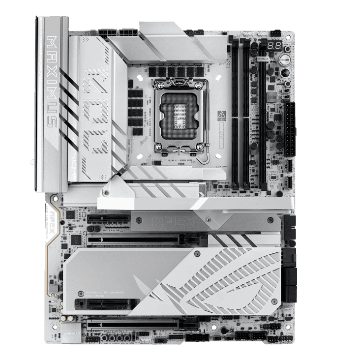 Asus ASUS ROG MAXIMUS Z890 APEX  LGA1851 DDR5 Motherboard, 2x DIMM slots, max.128GB, DDR5 up to 9600+ MT/s (OC),  6x M.2 slots and 4 x SATA 6Gb/s, Wi-Fi 7, BT v5.4, White | 90MB1IP0-M0EAY0 - thumbnail 2