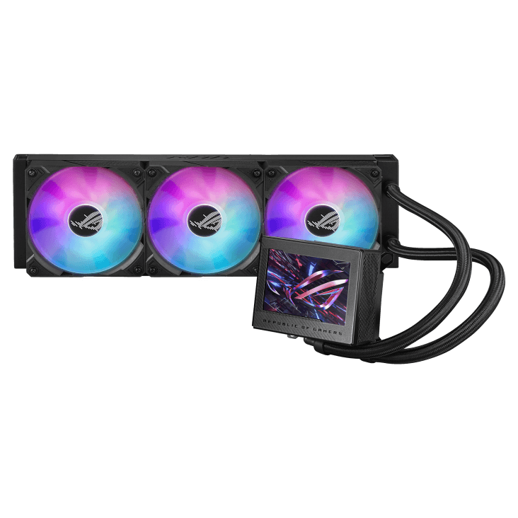 Asus ASUS ROG RYUJIN III 360 ARGB Liquid CPU Cooler, 360mm Radiator, 3.5" Full Color LCD, 3x 120mm Magnetic Daisy-chainable Fan, 21.08 CFM Airflow, 2200 RPM Speed, PWM/ DC Control, Black | 90RC00L1-M0UAY0   2 YEAR WARRANTY - thumbnail 2