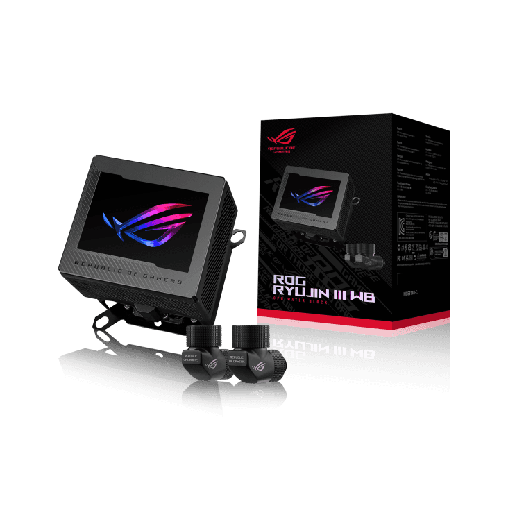 ASUS ROG RYUJIN III WB Asetek-powered Water Block, 178 Micro-cooling Fins, 3.5" Full Color LCD, ROG Cable Organizer, Black | 90RC00V0-M0UAY0 thumbnail 1