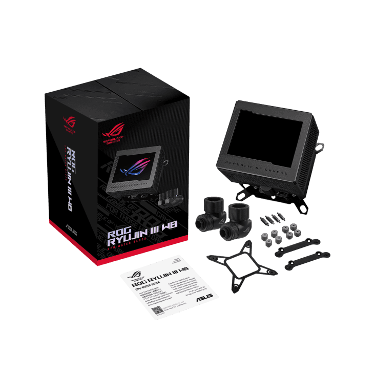 ASUS ROG RYUJIN III WB Asetek-powered Water Block, 178 Micro-cooling Fins, 3.5" Full Color LCD, ROG Cable Organizer, Black | 90RC00V0-M0UAY0 thumbnail 6