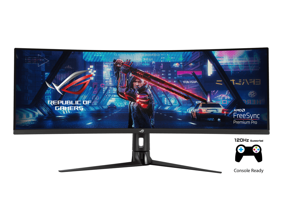 Asus ASUS ROG Strix XG49VQ Super Ultra-Wide HDR Curved Gaming Monitor, 49-inch 32:9 (3840 x 1080), 144Hz, FreeSync 2 HDR, DisplayHDR 400, DCI-P3: 90%, Shadow Boost | 90LM04H0-B01170 - thumbnail 1