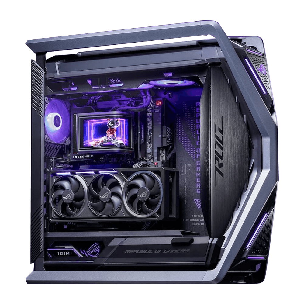 Asus Extreme Gaming PC Powered by ASUS: AMD Ryzen 9 9950X3D (16 Cores) + ASUS ROG ASTRAL RTX 5090 OC 32GB, 64GB DDR5 6000MHz RGB, 2TB PCIe Gen5 SSD (14,700MB/s), ROG Ryuo IV SLC 2K AMOLED Curved LCD AIO, 1600W Titanium III ATX 3.1 PSU, WiFi 7 - thumbnail 1