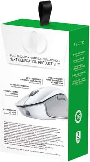 RAZER Razer - Pro Click Wireless Gaming Mouse with Humanscale Designed, 2.4GHz Hyperspeed /Multi-host BLE / Wired, 16000 DPI Optical, 8 Prog Buttons, Up to 400H Battery Life White | RZ01-02990100-R3G1 - thumbnail 6