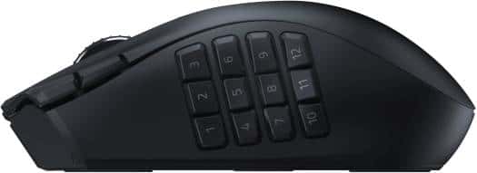 RAZER Razer Naga V2 HyperSpeed MMO Wireless Gaming Mouse, 30000 DPI Optical Sensor, 2.4GHz, Bluetooth, 19 Programable Buttons, 60MClicks, Up to 400H Battery, Optical Sensor, Black | RZ01-03600100-R3G1 - thumbnail 3