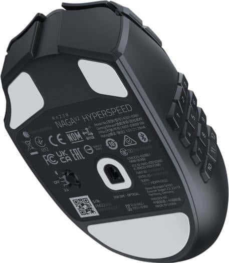 RAZER Razer Naga V2 HyperSpeed MMO Wireless Gaming Mouse, 30000 DPI Optical Sensor, 2.4GHz, Bluetooth, 19 Programable Buttons, 60MClicks, Up to 400H Battery, Optical Sensor, Black | RZ01-03600100-R3G1 - thumbnail 4