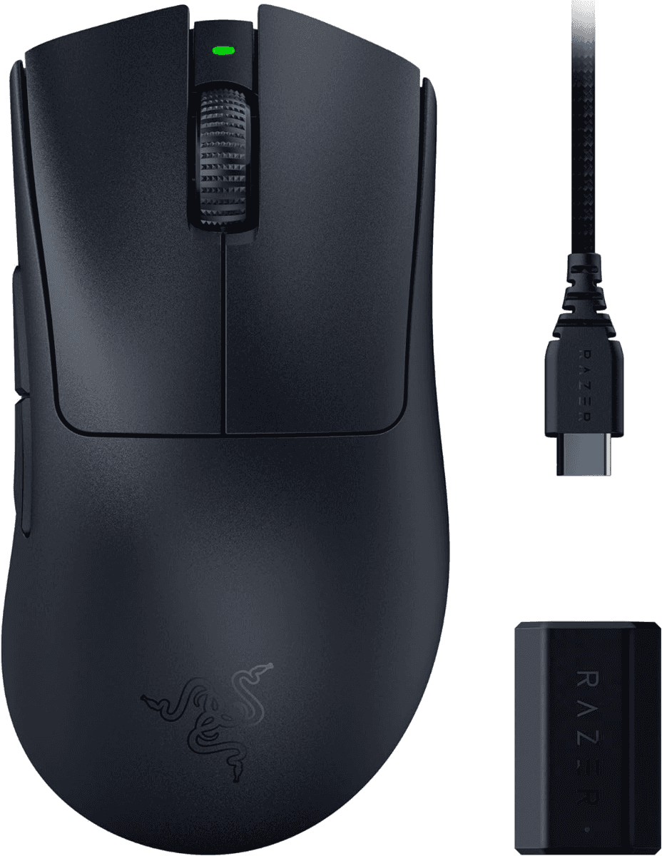 RAZER Razer DeathAdder V3 Pro 8000 Hz Ultra-lightweight Wireless Ergonomic Esports Mouse, 30000 (DPI), 750 (Max IPS), 90-million Clicks, smooth-Touch, Black | RZ01-04630300-R3WL - thumbnail 1