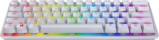 RAZER Razer Huntsman Mini 60% Gaming Keyboard, Fastest Keyboard Switches Ever, Clicky Purple Optical Switches, Chroma RGB Lighting, PBT Keycaps, Onboard Memory - Mercury White | RZ03-03390300-R3M1 - thumbnail 1