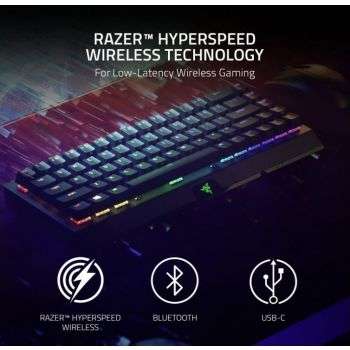 RAZER Razer BlackWidow V3 Mini HyperSpeed Phantom Edition 65% Wireless Mechanical Gaming Keyboard, Yellow Mechanical Switches, RGB Customizable Backlighting, US Layout, Black | RZ03-03891900-R3M1 - thumbnail 5