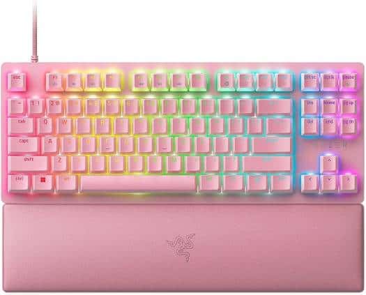 RAZER Razer Huntsman V2 TKL Tenkeyless Gaming Keyboard, Fast Linear Optical Switches Gen2 & 8000Hz Polling Rate, Detachable Type-C Cable, PBT Keycaps, Ergonomic Wrist Rest, Quartz Pink | ???RZ03-03942000-R3M1 - thumbnail 1
