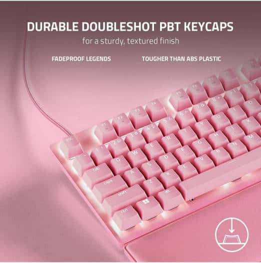 RAZER Razer Huntsman V2 TKL Tenkeyless Gaming Keyboard, Fast Linear Optical Switches Gen2 & 8000Hz Polling Rate, Detachable Type-C Cable, PBT Keycaps, Ergonomic Wrist Rest, Quartz Pink | ???RZ03-03942000-R3M1 - thumbnail 4