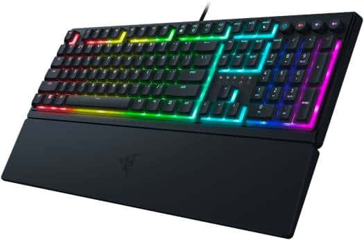 RAZER Razer Ornata V3 Low Profile Mecha-Membrane Wired Keyboard, UV Coated Keycaps, 10 RGB Lighting Zones, 1000 Hz Ultrapolling, Wrist Rest, Clicky Keystrokes, US English Layout, Black | RZ03-04460100-R3M1 - thumbnail 1