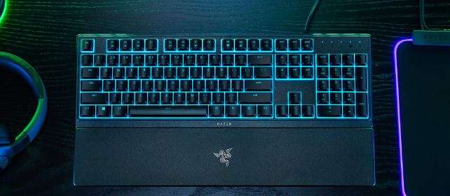 RAZER Razer Ornata V3 X Low Profile Mecha-Membrane Wired Keyboard, UV Coated Keycaps, Single Zone RGB Lighting, 1000 Hz Ultrapolling, Wrist Rest, Silent Switch, US English Layout, Black | RZ03-04470100-R3M1 - thumbnail 5
