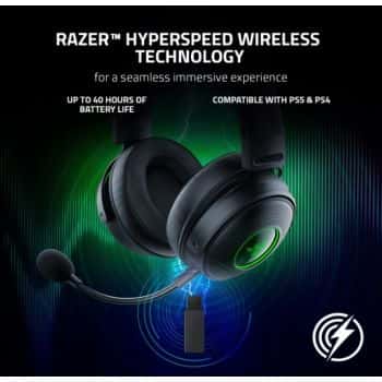 RAZER Razer Kraken V3 Pro Wireless Gaming Headset, With Haptic Technology, 50mm Drivers, THX Spatial Audio, 20 Hz-20 kHz Frequency Response, Oval Ear Cushions, Black | RZ04-03460100-R3M1 - thumbnail 4