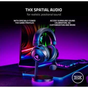 RAZER Razer Kraken V3 Pro Wireless Gaming Headset, With Haptic Technology, 50mm Drivers, THX Spatial Audio, 20 Hz-20 kHz Frequency Response, Oval Ear Cushions, Black | RZ04-03460100-R3M1 - thumbnail 1