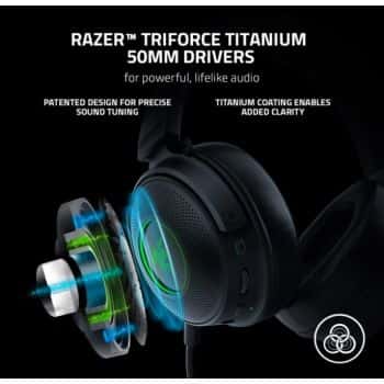 RAZER Razer Kraken V3 Pro Wireless Gaming Headset, With Haptic Technology, 50mm Drivers, THX Spatial Audio, 20 Hz-20 kHz Frequency Response, Oval Ear Cushions, Black | RZ04-03460100-R3M1 - thumbnail 5