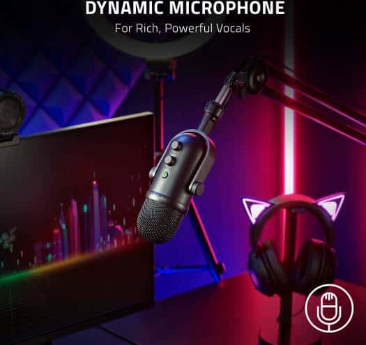 RAZER Razer Seiren V2 Pro Professional-Grade USB Microphone for Streamers, 30mm Dynamic Microphone, High Pass Filter Analog Gain Limiter, 24 Bit Capsules, Black | RZ19-04040100-R3M1 - thumbnail 3