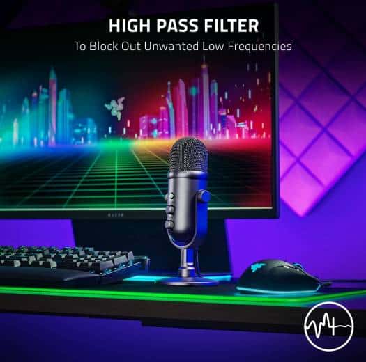 RAZER Razer Seiren V2 Pro Professional-Grade USB Microphone for Streamers, 30mm Dynamic Microphone, High Pass Filter Analog Gain Limiter, 24 Bit Capsules, Black | RZ19-04040100-R3M1 - thumbnail 4