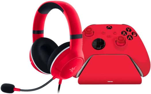 RAZER Razer Essential Duo Bundle for Xbox, 50mm TriForce Drivers, Cardioid Mic, Magnetic Contact System, Powered by USB, for Xbox Series X|S Controller, Pulse Red |??? RZ82-03970200-B3M1 - thumbnail 1