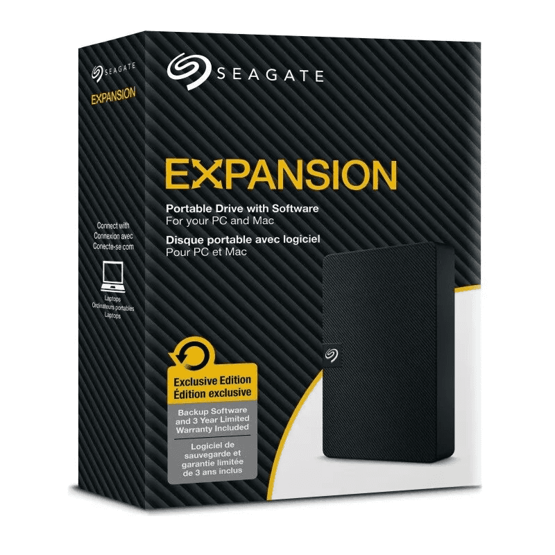 Seagate Seagate 4TB Expansion Portable USB 3.0 External HDD, Micro-USB 3.0 Interface, Bus Powered, Rescue Data Recovery Services, Preformatted exFAT, Windows and Mac Compatible, Black | STKM4000400 - thumbnail 1