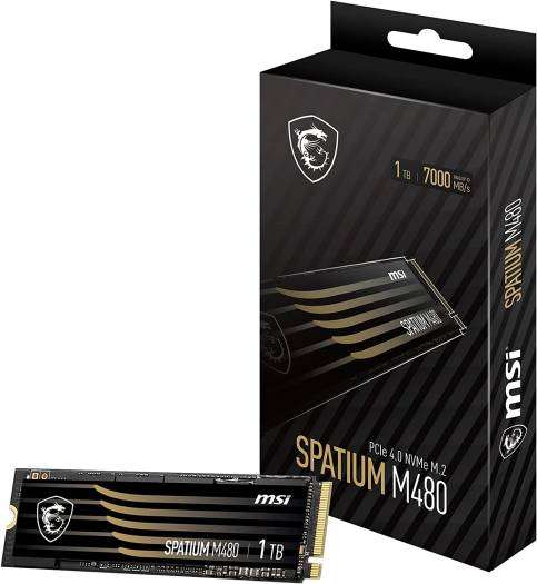 MSI MSI Spatium M480 1TB PCIe 4.0 NVMe M.2 Internal Solid State Drive, Read/Write Up to 7000MBs/6850MB/s, 3D NAND Flash Technology, E2E Data Protection, 1400 TBW, Black | S78-440L490-P83 - thumbnail 2