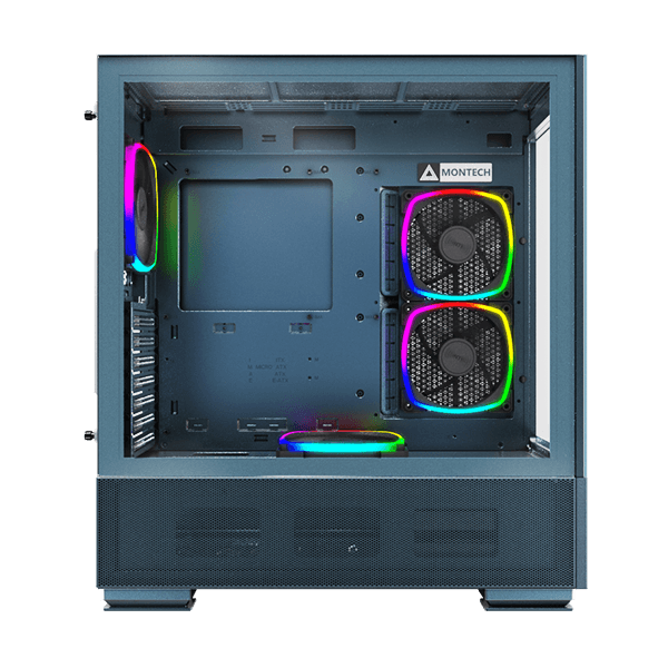 Montech SKY TWO Mid-Tower Case, High airflow performance, 4 high quality ARGB PWM fans, Flashy ARGB light party, MB Support Upto ATX, 7x PCI Slots, Dust Filters on Side,Bottom, Blue | SKY TWO thumbnail 2