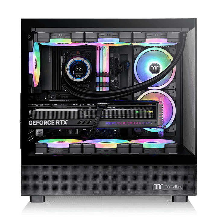 Thermaltake Thermaltake View 270 TG ARGB  Mid Tower E-ATX Case, Preinstalled 1 x CT140 ARGB Fans, 360MM Radiator Support, 2x Tempered Glass on Front and Side, Black | CA-1Y7-00M1WN-03 - thumbnail 6