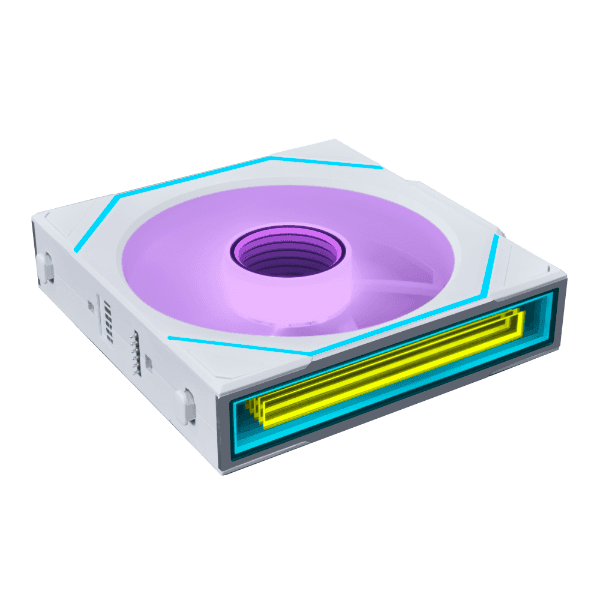 LIAN LI Lian Li UNI FAN SL-INF WIRELESS 120 Reversed Blade White Single Case Fan, 120??122.1x25mm, 0, 200~2200 RPM Fan Speed, 2.2 mmH2O Air Pressure, 69.7 CFM Air Flow, FDB Bearing, Cableless RGB | 12RSLIN1W1W - thumbnail 3