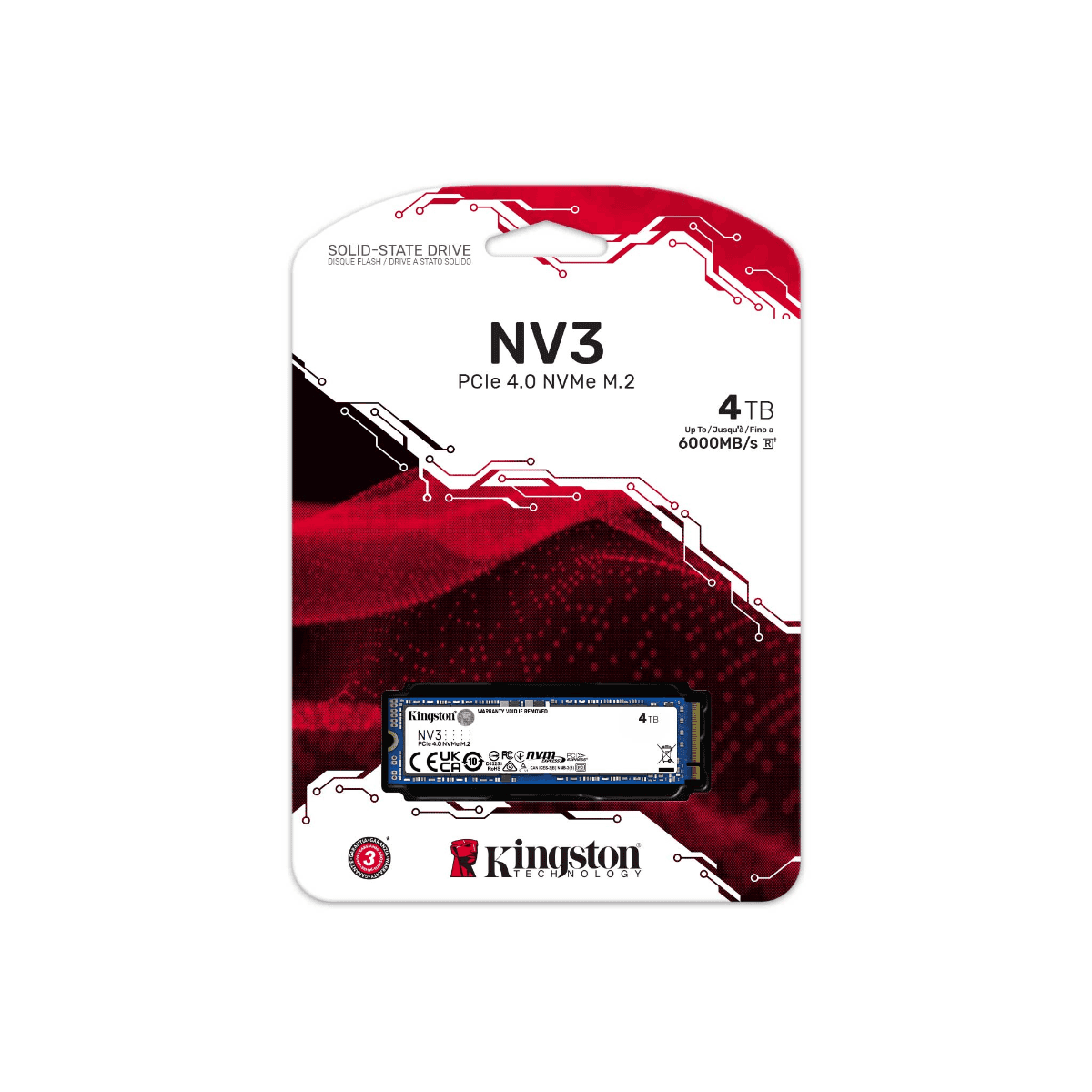 Kingston Kingston NV3 4TB NVMe SSD, M.2 2280 PCIe 4.0 x4 Internal Solid State Drive,  Up to 6,000MB/s read, 4,000MB/s write | SNV3S/4000G - thumbnail 3