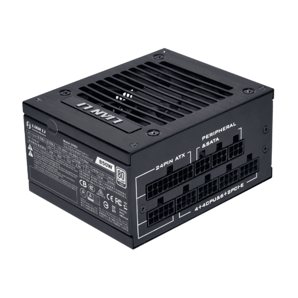 LIAN LI Lian Li SP850 80+ Gold Power Supply SFX, 850 Watts Power, Fully Modular Baided Cables, Adjusted Start/Stop Limit, JPN Electrolytic Capacitors, Black | G89.SP850B.01UK - thumbnail 4
